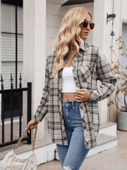 Women's casual loose plaid shirt