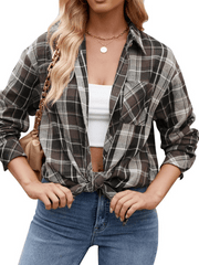 Women's casual loose plaid shirt