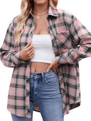 Women's casual loose plaid shirt