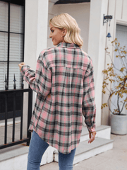 Women's casual loose plaid shirt