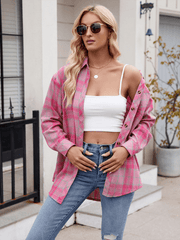 Women's casual loose plaid shirt