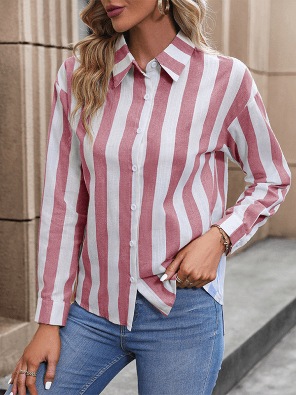 long-sleeved striped shirt - 808Lush