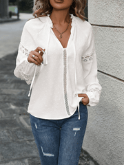 women's long-sleeved stitching jacquard shirt