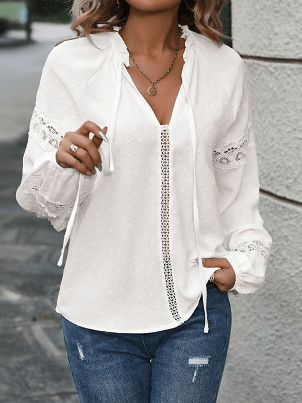 women's long-sleeved stitching jacquard shirt