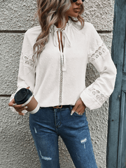 women's long-sleeved stitching jacquard shirt