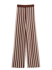 women's knitted striped sleeveless vest/trousers