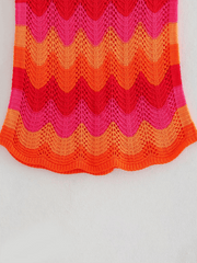 Casual Multicolor Mesh Knit Skirt