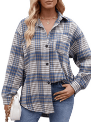 Houndstooth Button Flannel Tweed Shirt