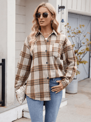 Houndstooth Button Flannel Tweed Shirt