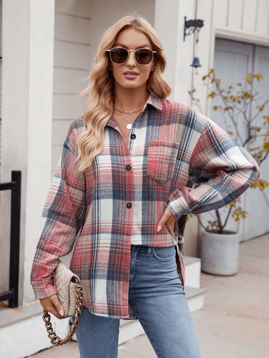 Houndstooth Button Flannel Tweed Shirt