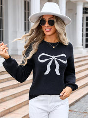 Ladies  sweater bow fashion knitted sweater