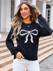 Ladies  sweater bow fashion knitted sweater