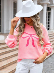 Ladies  sweater bow fashion knitted sweater