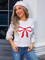 Ladies  sweater bow fashion knitted sweater