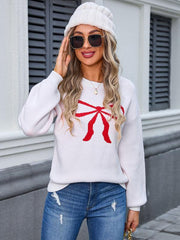 Ladies  sweater bow fashion knitted sweater