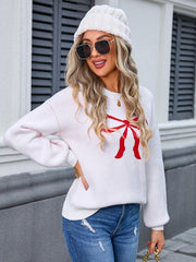 Ladies  sweater bow fashion knitted sweater