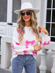 Ladies round neck long sleeve knitted cardigan bow sweater