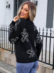 Women's floral long sleeve crew neck sweater