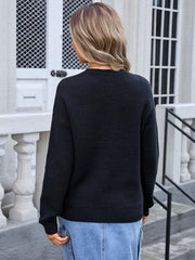 Women's Contrast Bow Long Sleeve Sweater