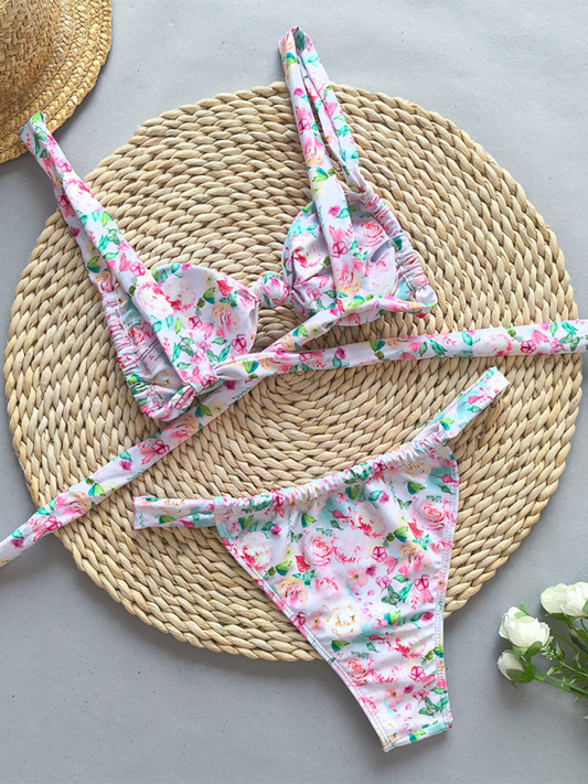 Women's Strappy Floral Print Bikini