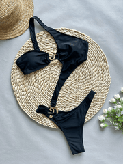 Sexy Off-shoulder Hollow One-piece Swimsuit