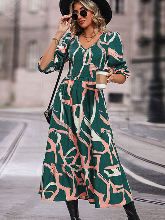 women's printed long sleeve dress