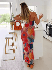 Casual One-shoulder Flower Printed Dress