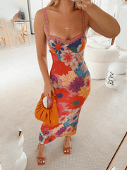 Casual One-shoulder Flower Printed Dress