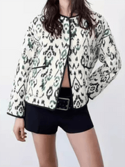 Women's Casual Geometric Print Quilted Jacket