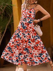 Women's Floral Print Holiday Midi Dress