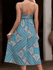 Women's ethnic style printed midi dress