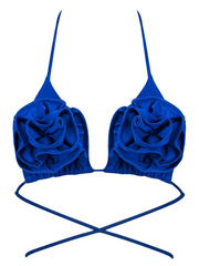 Women's sexy solid color three-dimensional large flower bikini