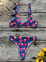 sexy low waist printed beach bikini set