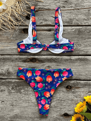 sexy low waist printed beach bikini set