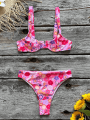 sexy low waist printed beach bikini set