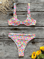 sexy low waist printed beach bikini set