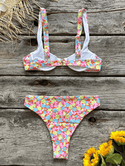 sexy low waist printed beach bikini set