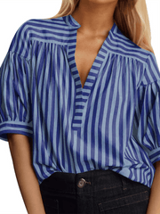 Women's Shirt Casual Striped V-Neck Top