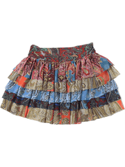 colorful printed pleated sexy hip-hugging short skirt