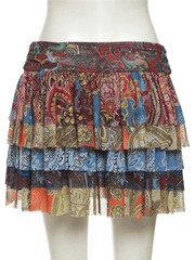 colorful printed pleated sexy hip-hugging short skirt