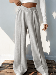 women's casual elastic V-neck high waist stitching wide leg trousers