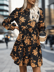 floral print ladies elegant mini dress