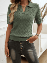 Women's slim fit v-neck short sleeve sweater T-shirt