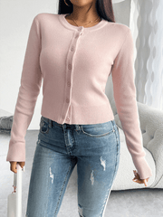 Casual solid color cardigan long sleeve sweater