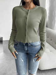 Casual solid color cardigan long sleeve sweater