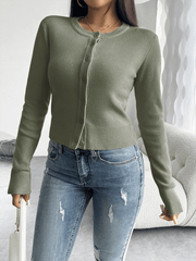 Casual solid color cardigan long sleeve sweater