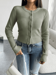 Casual solid color cardigan long sleeve sweater