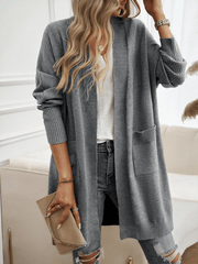 Batwing Sleeve Cardigan Solid Color Sweater Jacket