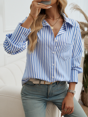 Cardigan Striped Long Sleeve Shirt