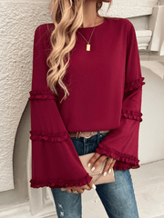 Women's loose flared long-sleeved top